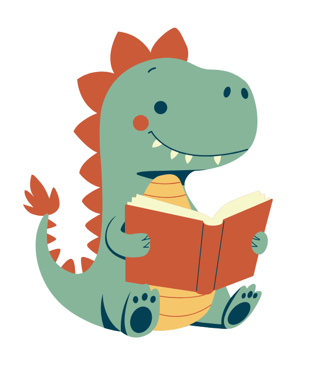 green dino with book.png